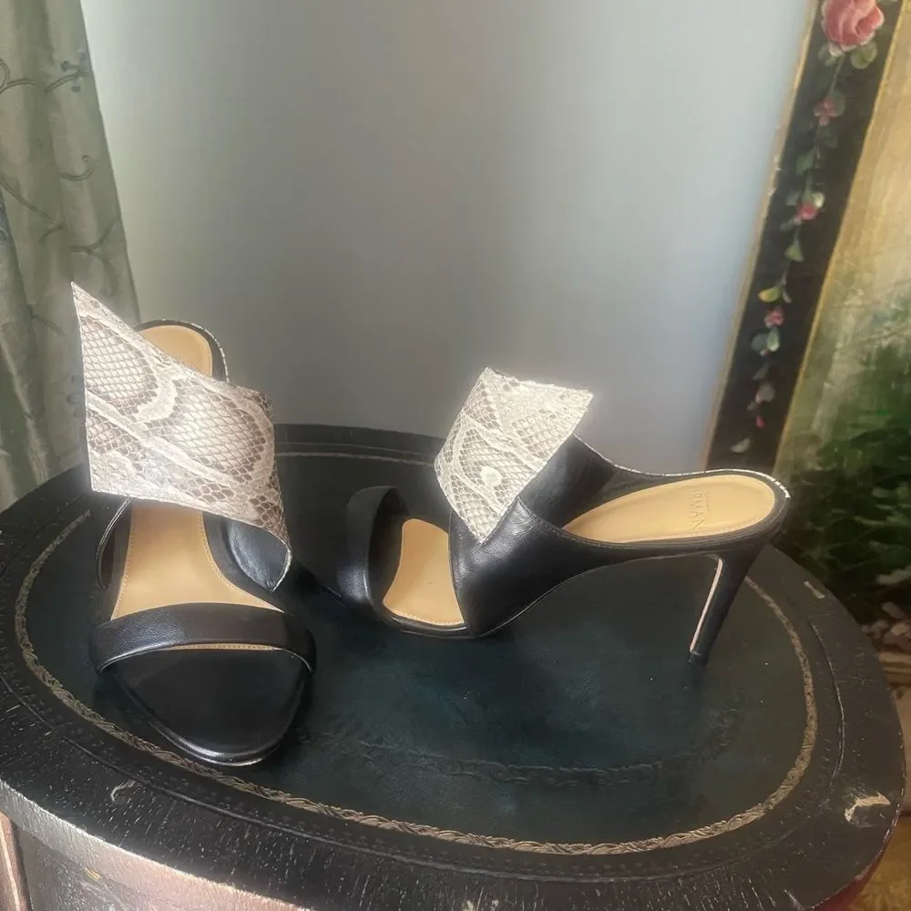 Alexandre Birman Black and Snake Print Heels